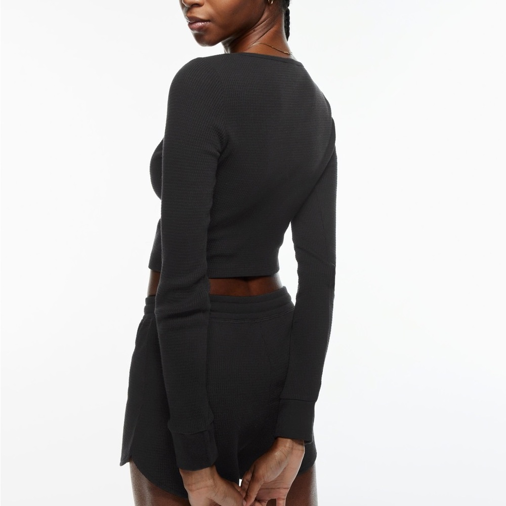 TNA Black Long Sleeve Ribbed Top